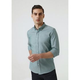 D's Damat 5HC02ORT07265 Slim Fit Yeşil Armürlü Erkek Gömlek