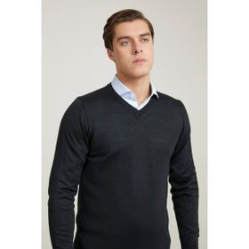 D's Damat 5HF060632003D Regular Fit Siyah Düz Örgü Kazak