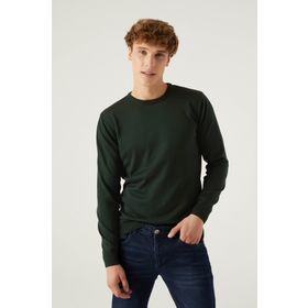 D's Damat 5HF06ORT12004 Regular Fit Haki Bisiklet Yaka Erkek Kazak