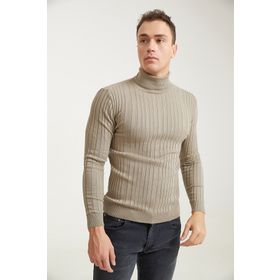D's Damat 5HF06ORT63100 Slim Fit Bej Fitilli Boğazlı Kazak