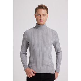 D's Damat 5HF06ORT63100 Slim Fit Gri Fitilli Boğazlı Erkek Kazak