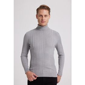 D's Damat 5HF06ORT63100 Slim Fit Gri Fitilli Boğazlı Erkek Kazak