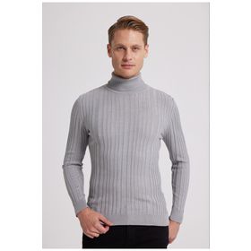 D's Damat 5HF06ORT63100 Slim Fit Gri Fitilli Boğazlı Erkek Kazak