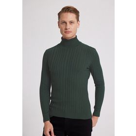 D's Damat 5HF06ORT63100 Slim Fit Haki Fitilli Boğazlı Erkek Kazak