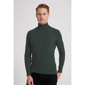D's Damat 5HF06ORT63100 Slim Fit Haki Fitilli Boğazlı Erkek Kazak
