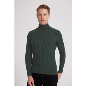 D's Damat 5HF06ORT63100 Slim Fit Haki Fitilli Boğazlı Erkek Kazak