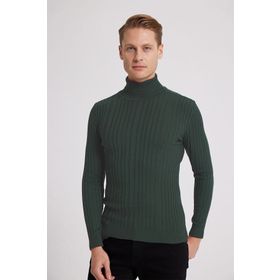 D's Damat 5HF06ORT63100 Slim Fit Haki Fitilli Boğazlı Erkek Kazak