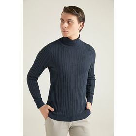 D's Damat 5HF06ORT63100 Slim Fit Lacivert Fitilli Boğazlı Erkek Kazak