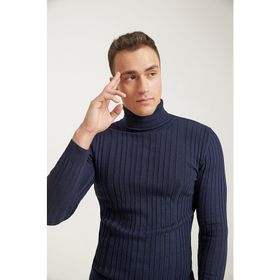 D's Damat 5HF06ORT63100 Slim Fit Lacivert Fitilli Boğazlı Erkek Kazak