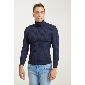 D's Damat 5HF06ORT63100 Slim Fit Lacivert Fitilli Boğazlı Erkek Kazak