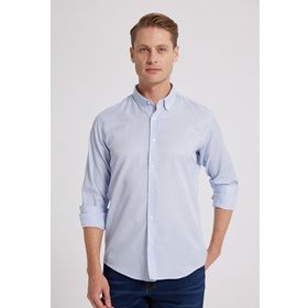 D's Damat 6HC02ORT10265 Slim Fit Açık Mavi Çizgili Erkek Gömlek