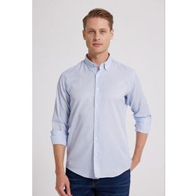 D's Damat 6HC02ORT10265 Slim Fit Açık Mavi Çizgili Erkek Gömlek