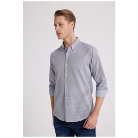 D's Damat 6HC02ORT10265 Slim Fit Lacivert Çizgili Erkek Gömlek