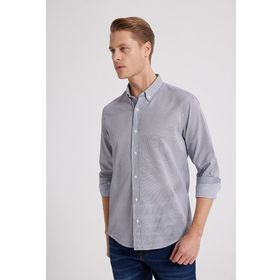 D's Damat 6HC02ORT10265 Slim Fit Lacivert Çizgili Erkek Gömlek