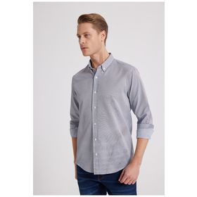 D's Damat 6HC02ORT10265 Slim Fit Lacivert Çizgili Erkek Gömlek