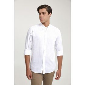 D's Damat 6HC02ORT63265 Slim Fit Bej Keten Görünümlü Erkek Gömlek