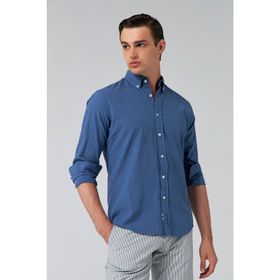 D's Damat 6HC02ORT63265 Slim Fit Indigo Keten Görünümlü Erkek Gömlek