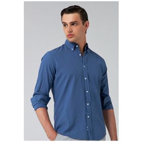 D's Damat 6HC02ORT63265 Slim Fit Indigo Keten Görünümlü Erkek Gömlek
