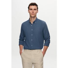 D's Damat 6HC02ORT63265 Slim Fit Indigo Keten Görünümlü Erkek Gömlek