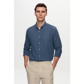 D's Damat 6HC02ORT63265 Slim Fit Indigo Keten Görünümlü Erkek Gömlek
