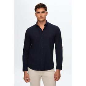 D's Damat 6HC02ORT63265 Slim Fit Lacivert Keten Görünümlü Erkek Gömlek