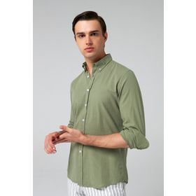 D's Damat 6HC02ORT63265 Slim Fit Yeşil Keten Görünümlü Erkek Gömlek