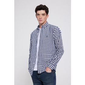 D's Damat 7HC02ORT09265 Slim Fit Lacivert Kareli Erkek Gömlek