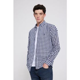 D's Damat 7HC02ORT09265 Slim Fit Lacivert Kareli Erkek Gömlek