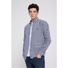 D's Damat 7HC02ORT09265 Slim Fit Lacivert Kareli Erkek Gömlek