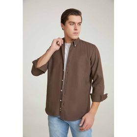 D's Damat 7HC02ORT13265 Regular Fit Kahverengi Düz Erkek Gömlek