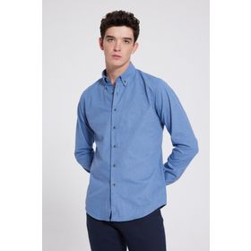 D's Damat 7HC02ORT13265 Regular Fit Mavi Düz Erkek Gömlek