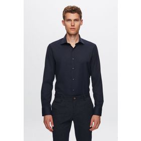 D's Damat 7HF02ORT02100 Slim Fit Lacivert Armürlü Erkek Gömlek