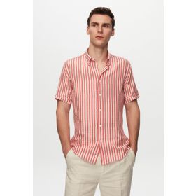 D's Damat 8HC02ORT04265 Slim Fit Kırmızı Gofre Erkek Gömlek