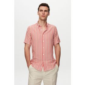 D's Damat 8HC02ORT04265 Slim Fit Kırmızı Gofre Erkek Gömlek