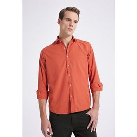 D's Damat 8HC02ORT14327 Regular Fit Turuncu Düz Erkek Gömlek