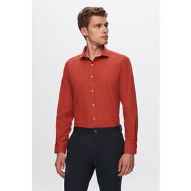 D's Damat 8HC02ORT14327 Regular Fit Turuncu Düz Erkek Gömlek