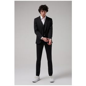 D's Damat 8HFY5ORTKMBN2 Slim Fit Siyah Düz Kombinli Takım Elbise