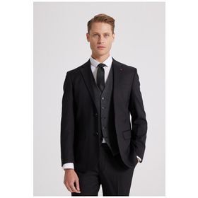 D's Damat 8HFY5ORTKMBN2 Slim Fit Siyah Düz Kombinli Takım Elbise