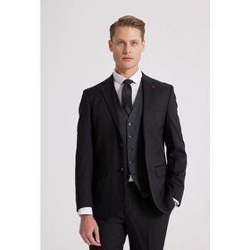 D's Damat 8HFY5ORTKMBN2 Slim Fit Siyah Düz Kombinli Takım Elbise
