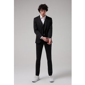 D's Damat 8HFY5ORTKMBN2 Slim Fit Siyah Düz Kombinli Takım Elbise