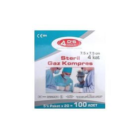Ds Sağlık Steril Gaz Kompres 7.5x7.5 cm 5'li 100 Zarf