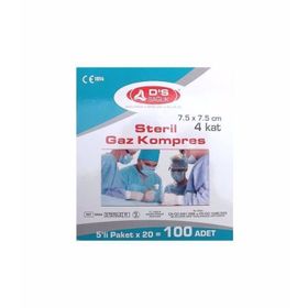 Ds Sağlık Steril Gaz Kompres 7.5x7.5 cm 5'li 100 Zarf