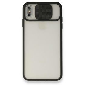 Dtech iPhone Xs Palm Buzlu Kamera Sürgülü Siyah Silikon Kılıf