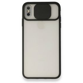Dtech iPhone Xs Palm Buzlu Kamera Sürgülü Siyah Silikon Kılıf