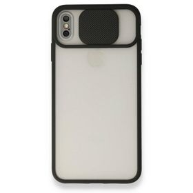 Dtech iPhone Xs Palm Buzlu Kamera Sürgülü Siyah Silikon Kılıf