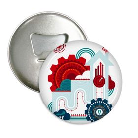 Dthinker 3 Adet Kontrast-Renkli Dişli Saat Ev İllüstrasyonu Yuvarlak Şişe Açacağı Buzdolabı Mıknatıs Pimleri Rozet Düğmesi