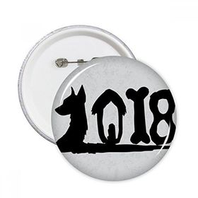 Dthinker 5 Adet S Köpek 2018 Tipi Mutlu Yıllar Yuvarlak İğneler Rozet Düğme Giysi Dekorasyon