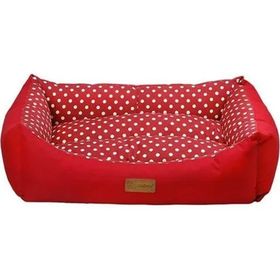 Dubex Tarte Kırmızı Benekli Dikdörtgen Small 50x38x19 cm Köpek Yatağı