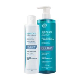 Ducray Keracnyl Gel Yağlı ve Akneli Ciltler İçin Temizleme Seti