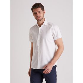 Dufy Beyaz Düz Regular Fit Erkek Gömlek